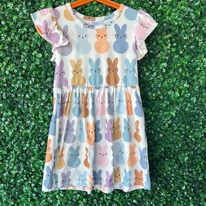 Colorful Bunny Print Kids Dress